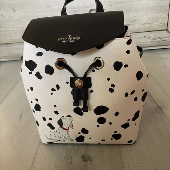 Disney X Kate Spade New York Medium Flap 101 Dalmatians Backpack Black White - Picture 3 of 7